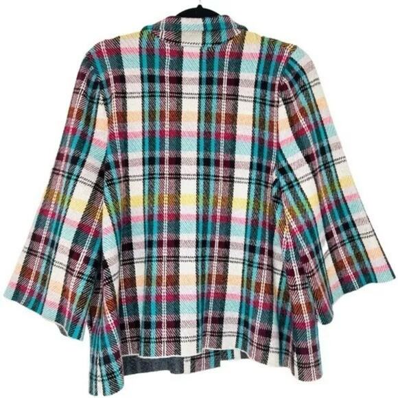 Anthropologie knit plaid 3.4 sleeve jacket sz S - Picture 3 of 6